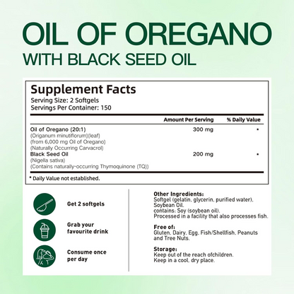 Oregano Oil Capsules with Black Seed Oil – Organic Softgels
